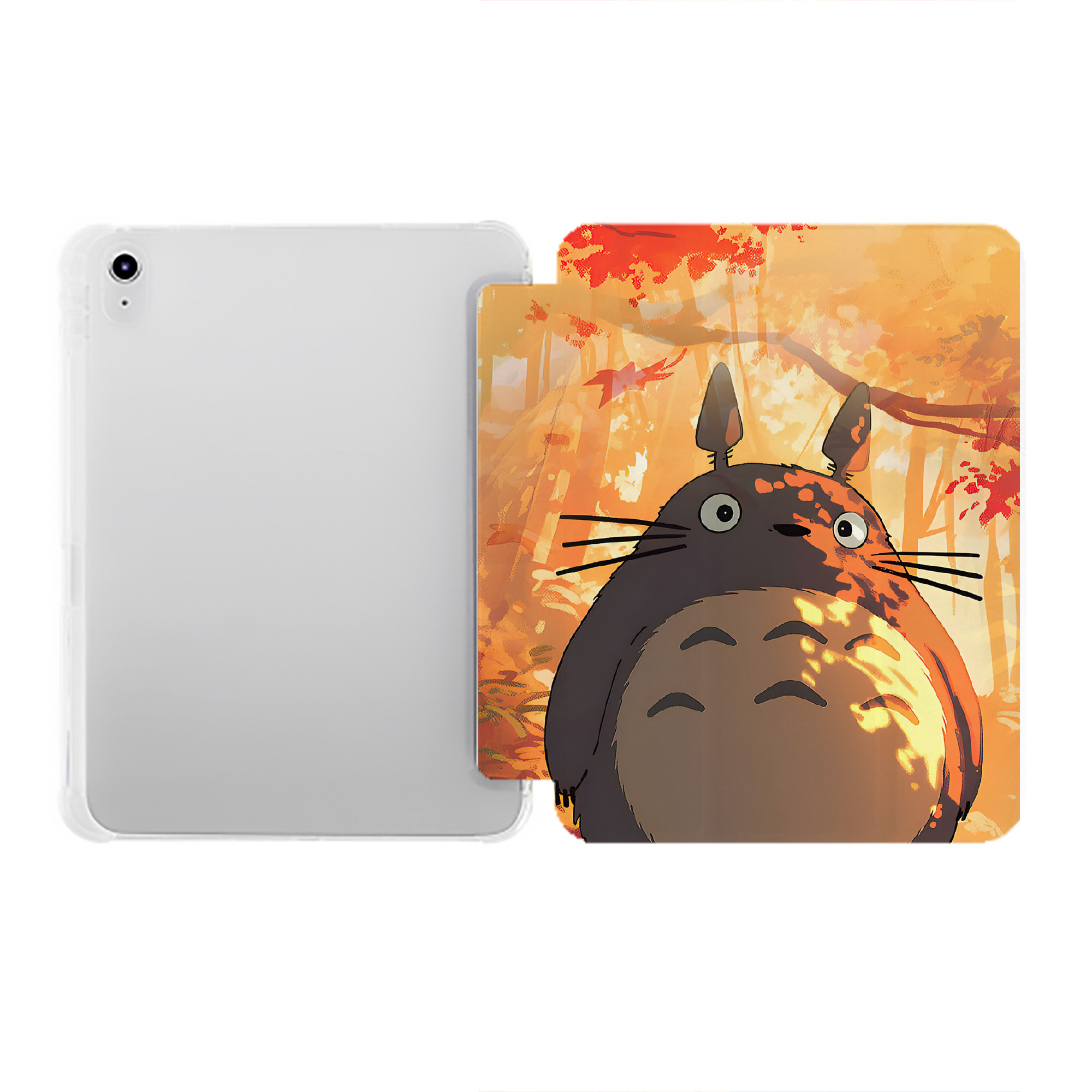 （画像用） となりのトトロ 草壁メイ 草壁サツキ My Neighbor Totoro Satsuki Kusakabe Mei Kusakabe IPad ケース ペン収納付き 三つ折りスタンド PUレザー×シリコン 対応機種9.5/10.5/10.9インチ